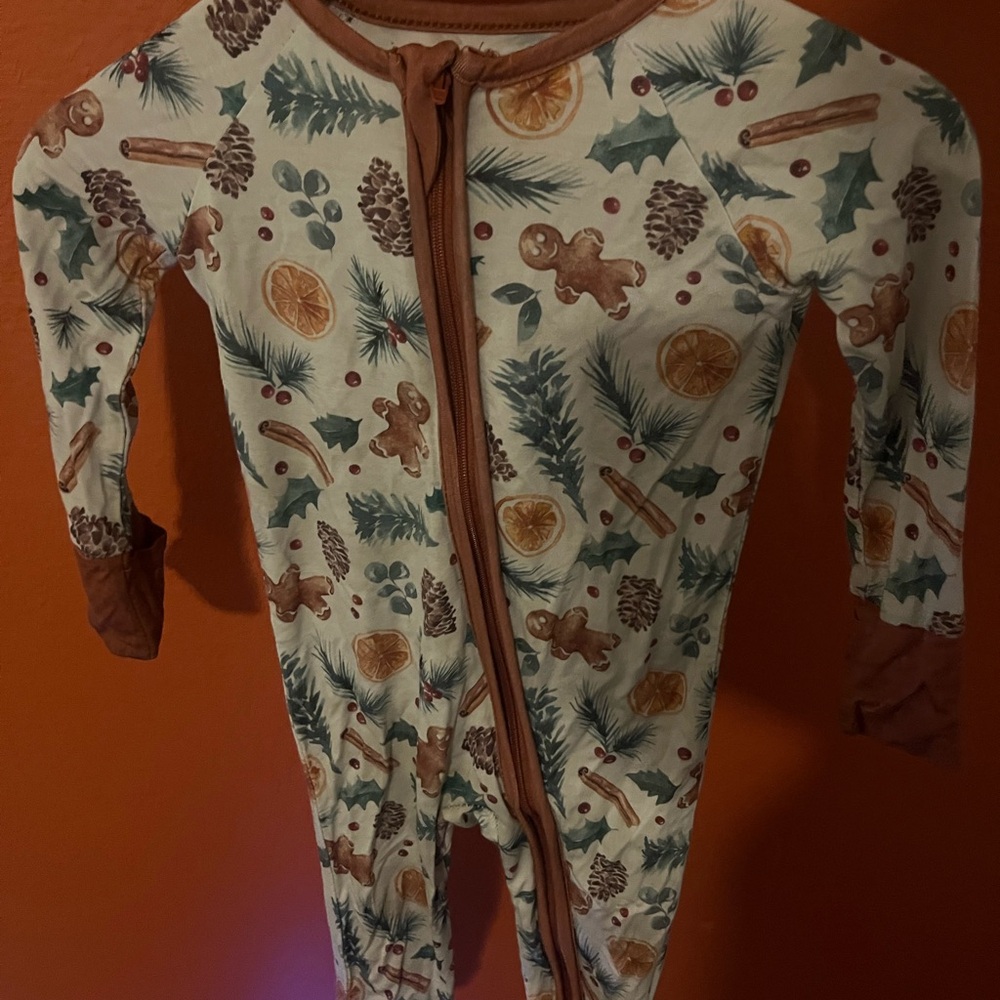 Festive Print Kids Bamboo Footie Pajamas